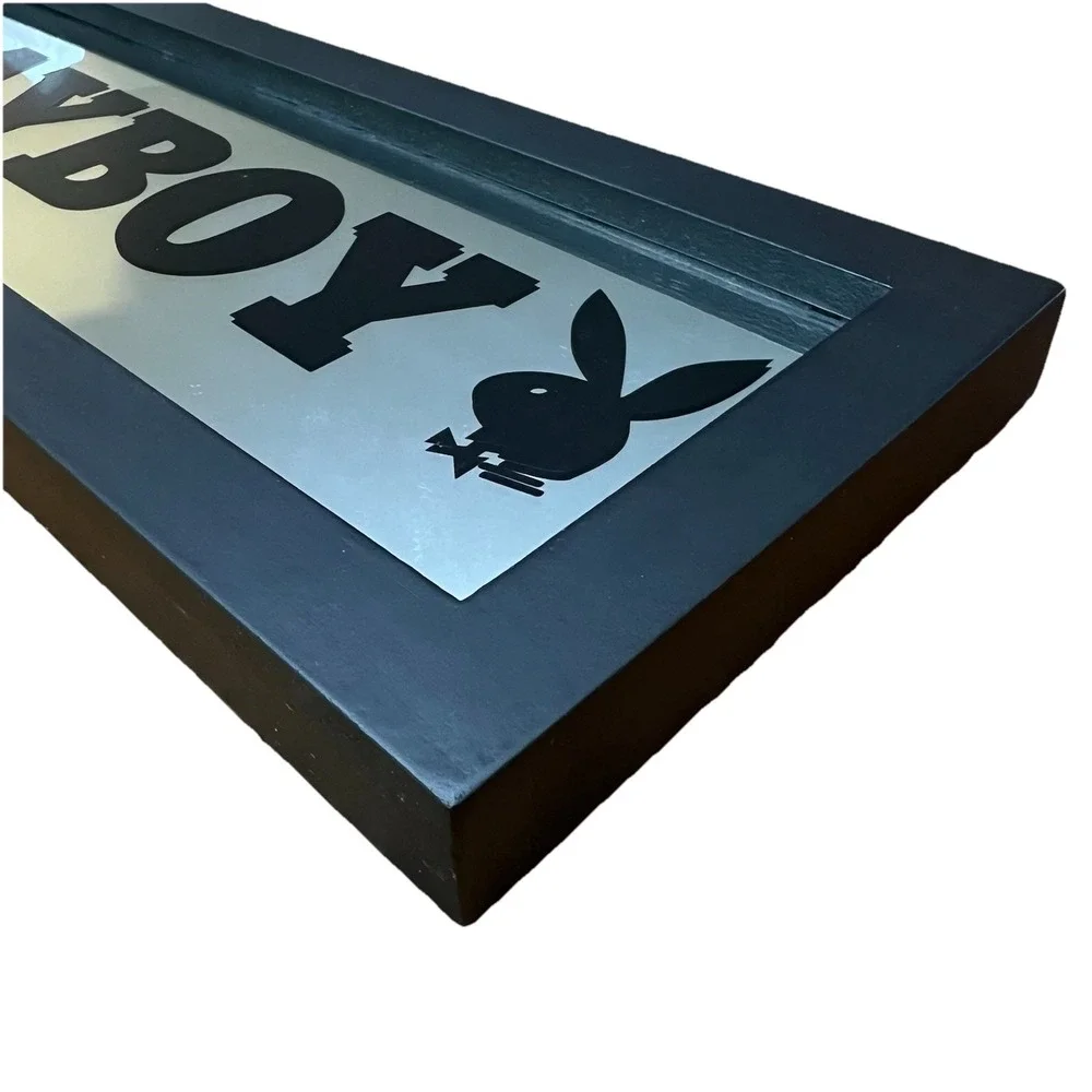 2005 Playboy Bunny Bar Mirror Licensed Rabbit Head Wall Decor Y2K Black 18x6